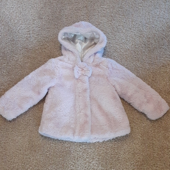 Little Me Other - Cozy Pink Hooded Faux Fur Jacket